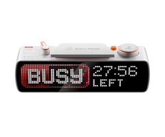BUSY Bar front view — LED pixel screen showing BUSY status with 27:56 timer countdown